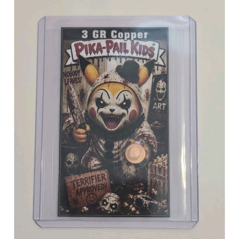 Pika-Pail Kids 3 GR Copper Art the Clown Pikachu Terrifier Fan Art Trading Card